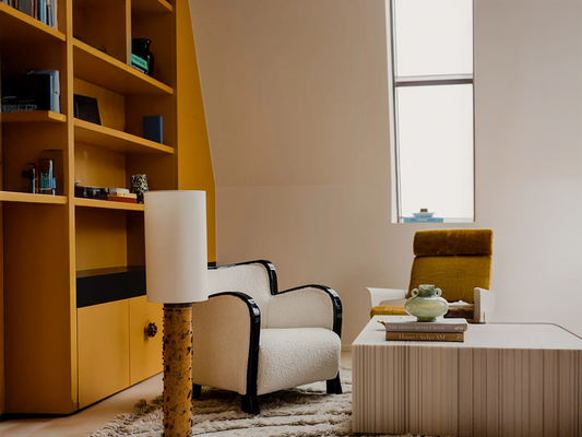 Sculptural Lighting in a Modern Reading Corner