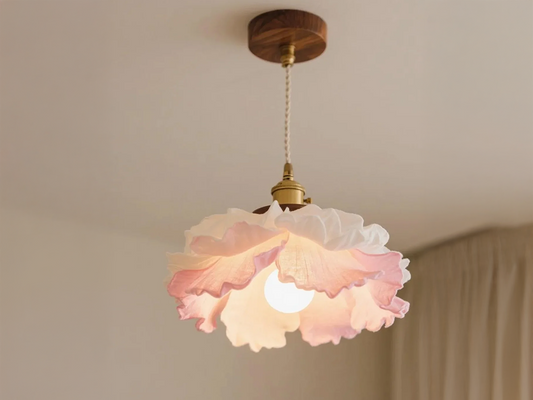 Romantic Fabric Pendant Light with Floral Silhouette
