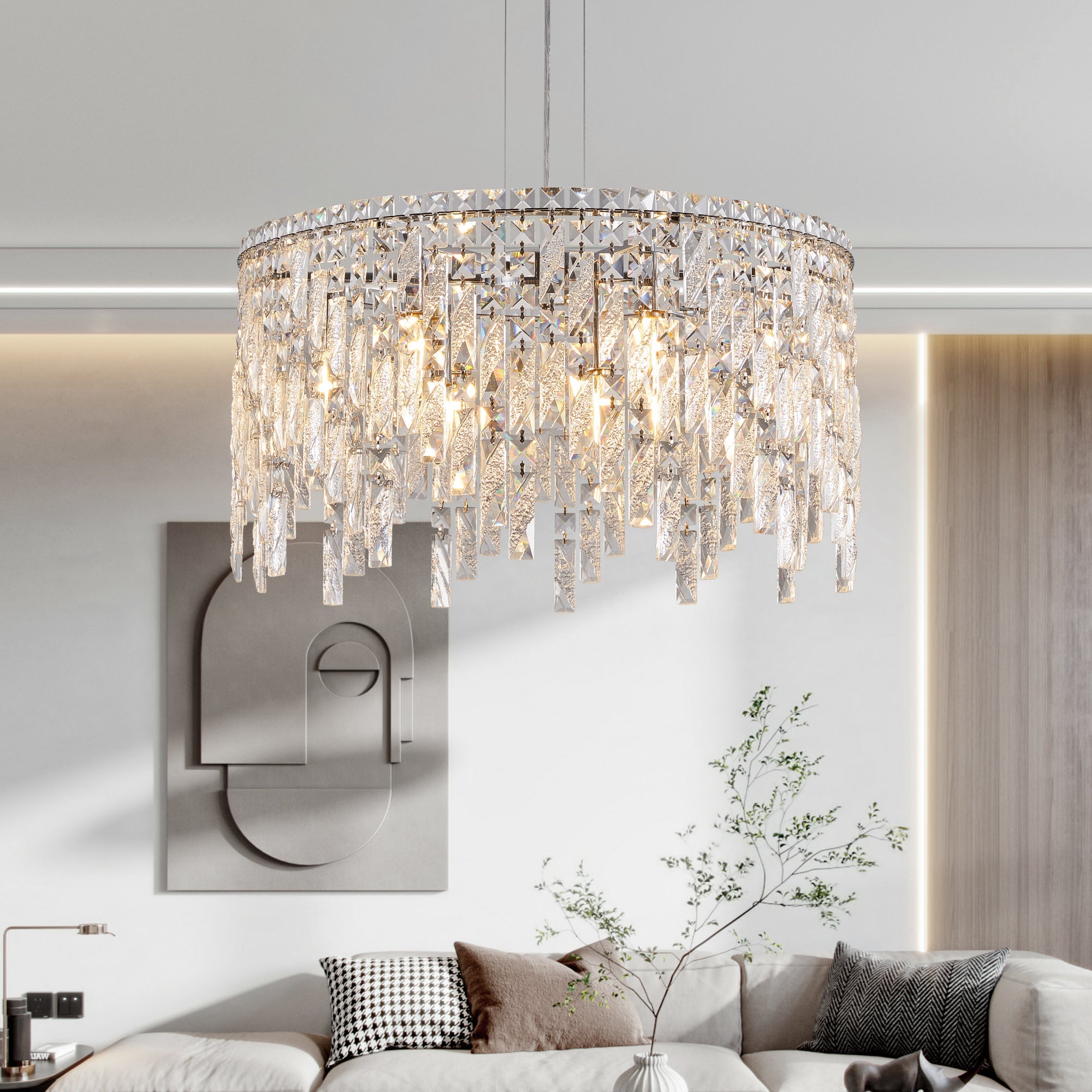 Luxurious Silver Crystal Chandelier -Timeless Elegance & Modern Glamour
