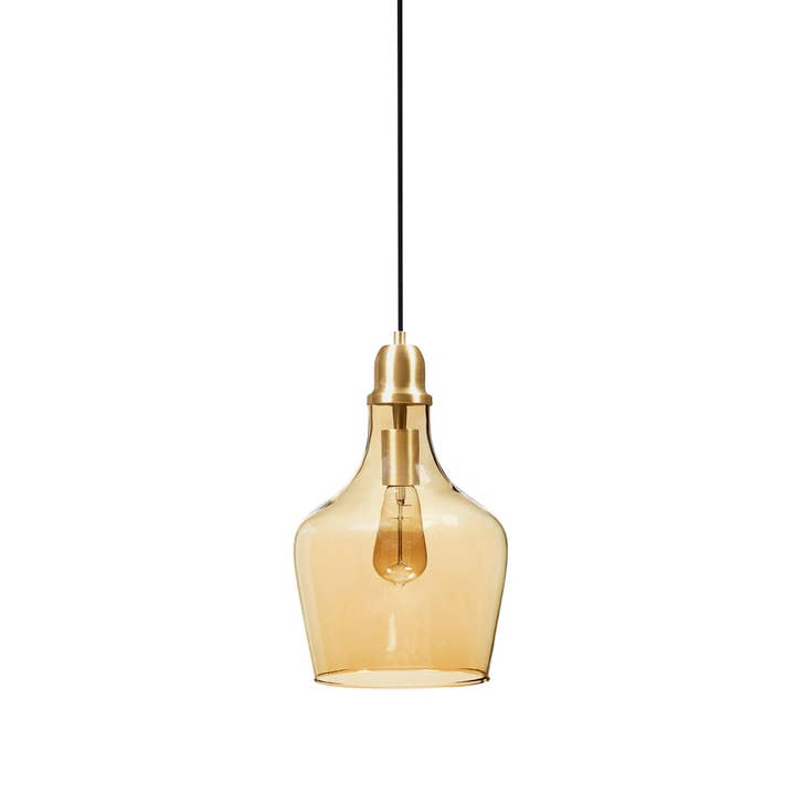 Bell Shaped Glass Pendant, Gold/Amber
