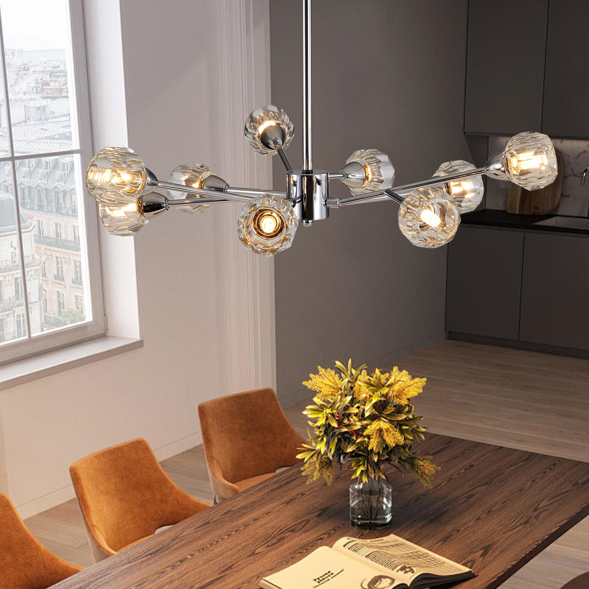 28" Modern Crystal Chandelier -Sophisticated Brilliance & Contemporary Elegance