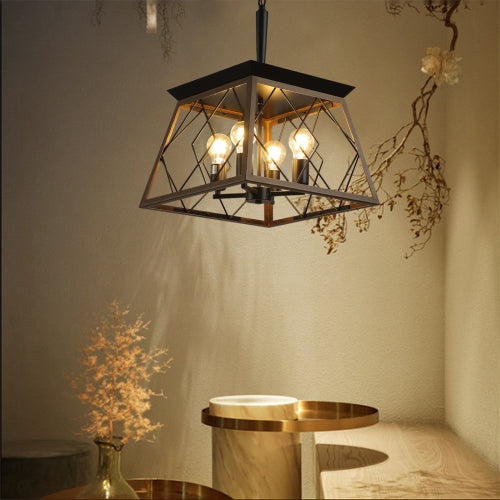 16" Industrial 4-Light Pendant Chandelier -Modern Farmhouse Elegance