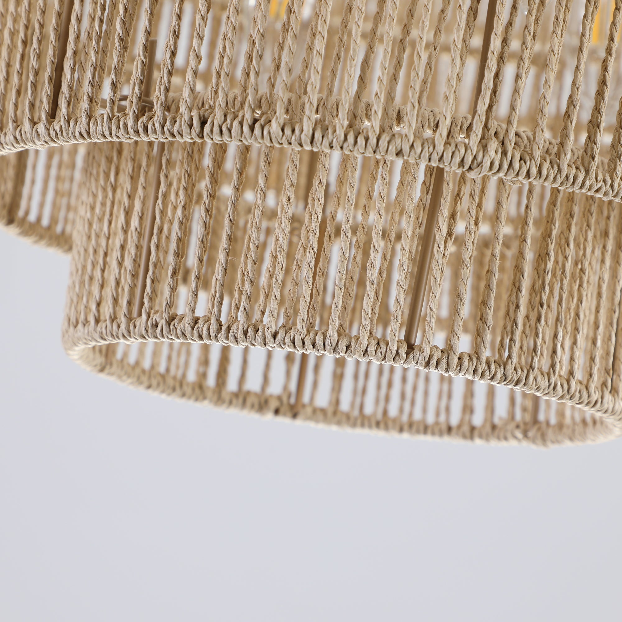 24" Woven Hemp Rope Chandelier -Boho Farmhouse Elegance