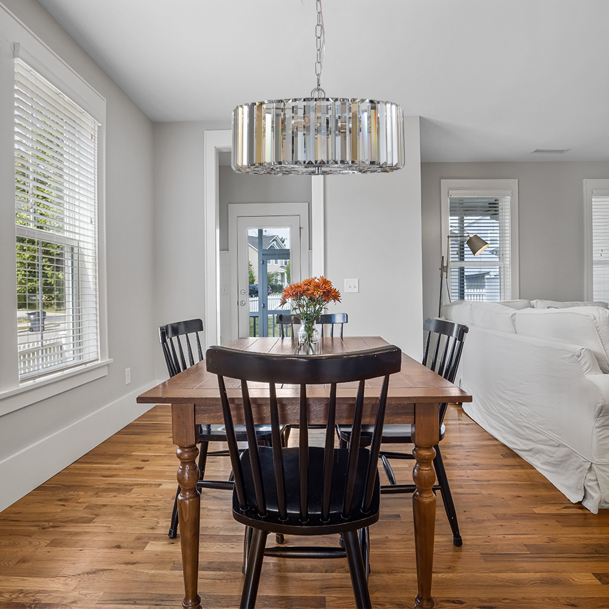 17" Chrome Crystal Pendant -Modern Elegance & Radiant Illumination