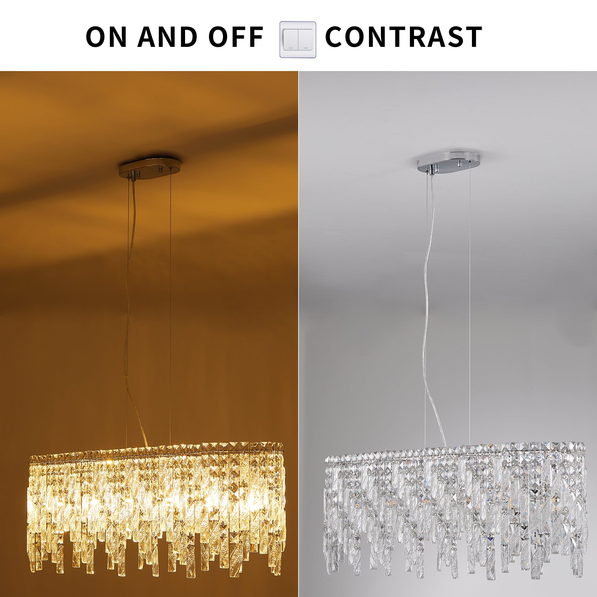 Silver Elegant Oval Crystal Chandelier -Modern Luxury & Radiant Brilliance