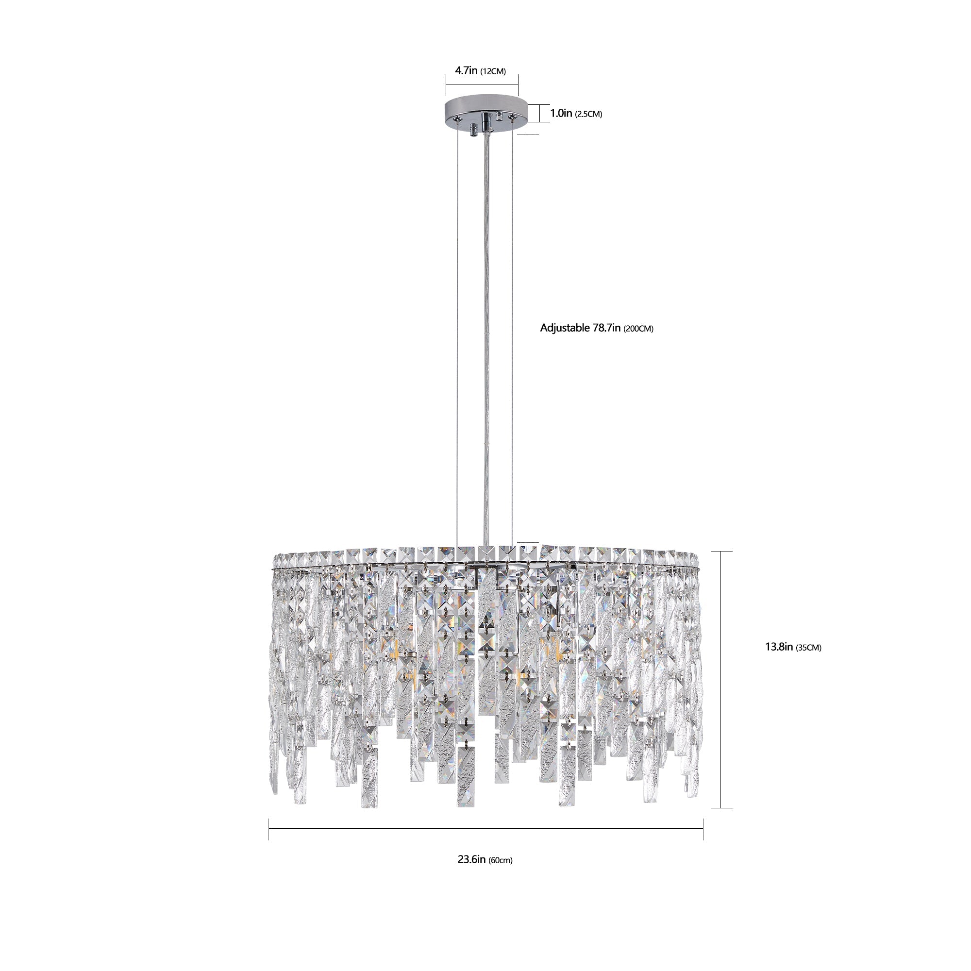 Luxurious Silver Crystal Chandelier -Timeless Elegance & Modern Glamour