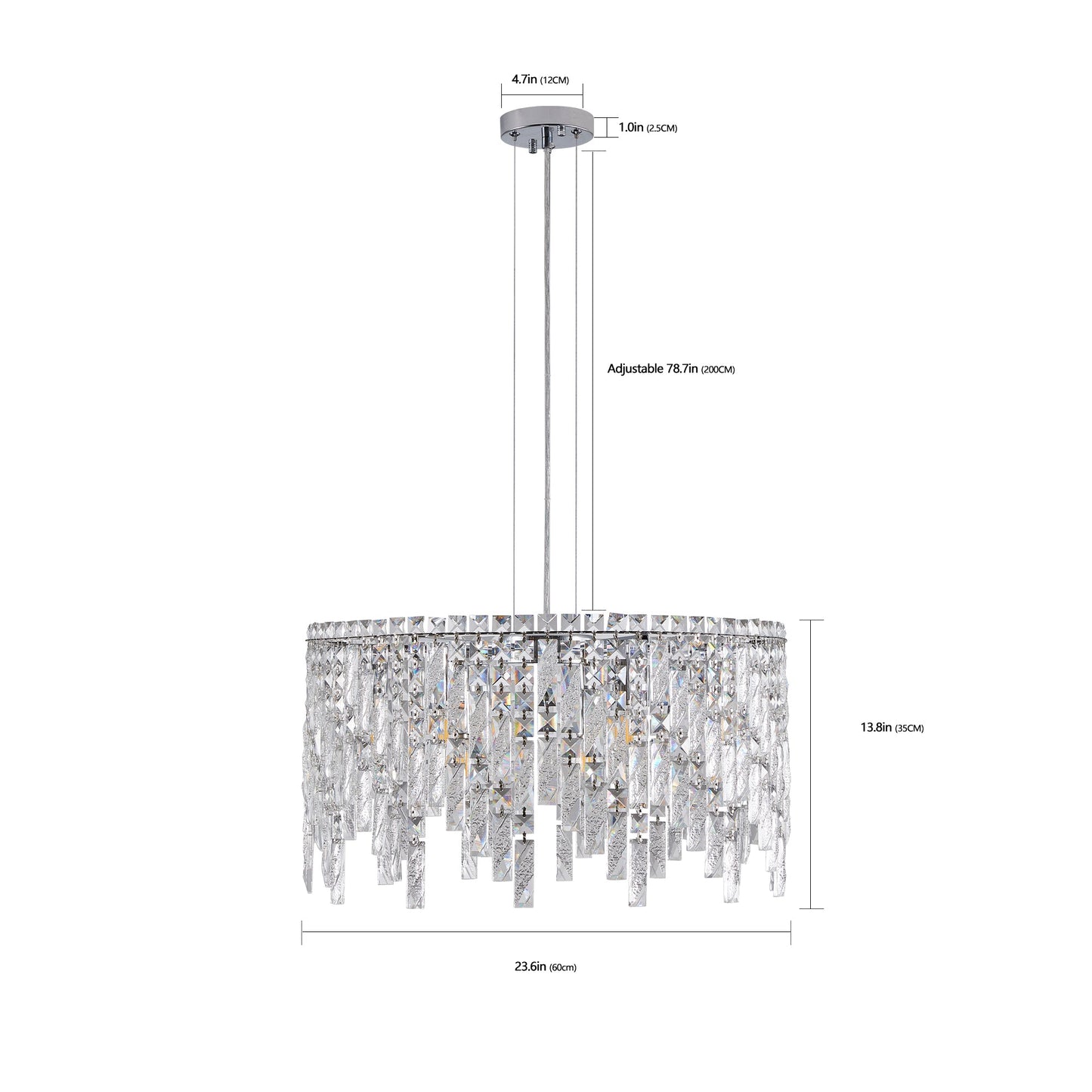 Luxurious Silver Crystal Chandelier -Timeless Elegance & Modern Glamour