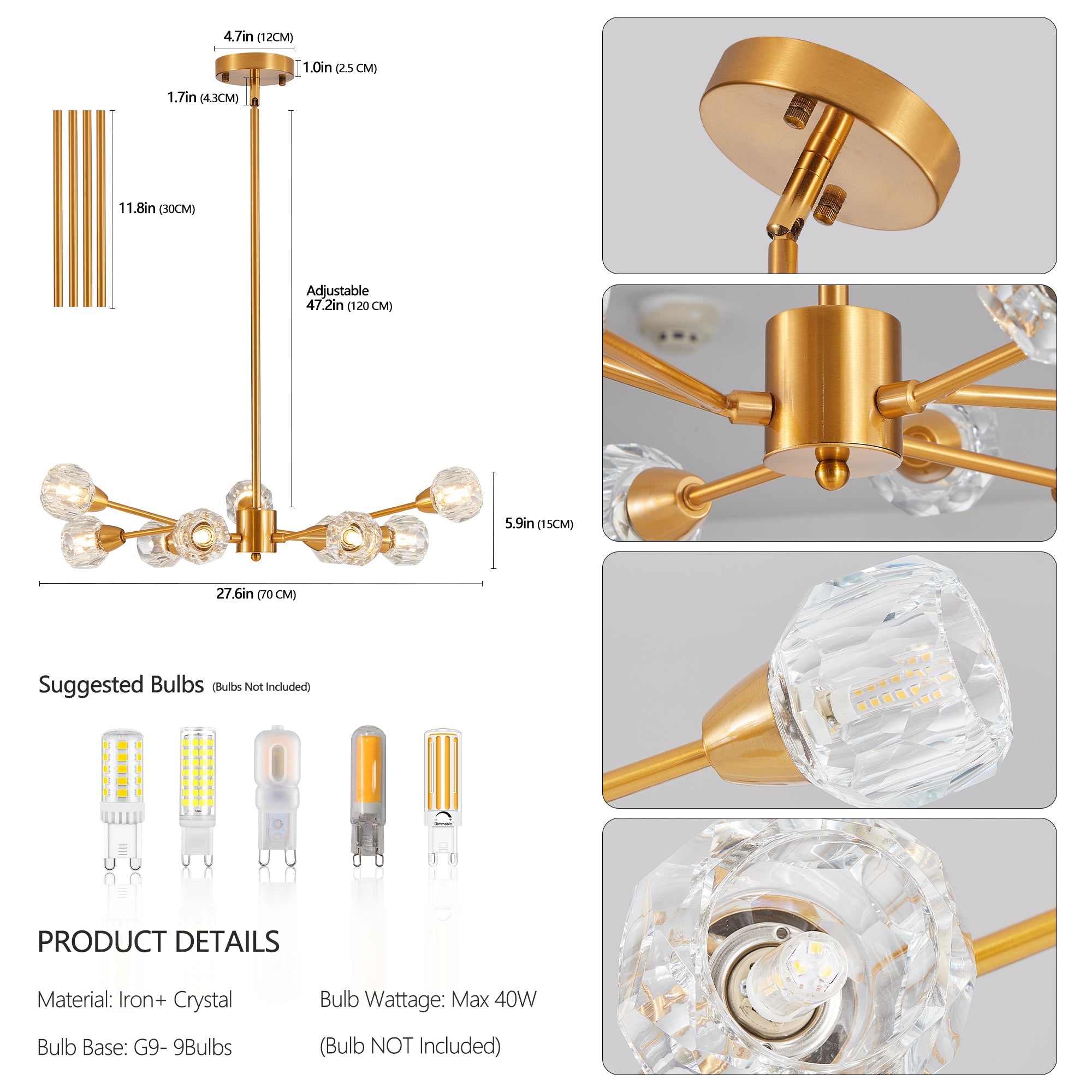 28" Modern Crystal Chandelier -Radiant Elegance & Contemporary Charm