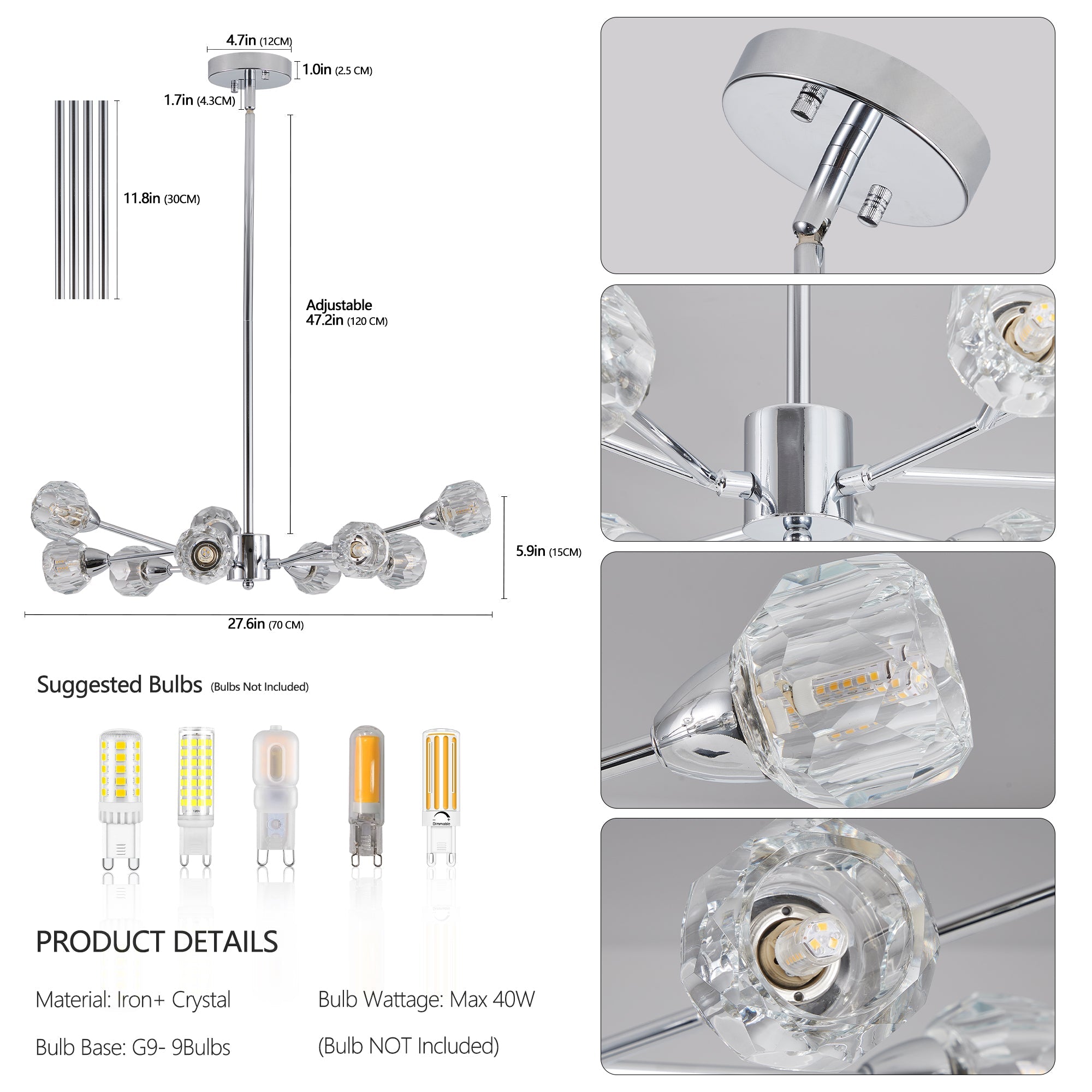 28" Modern Crystal Chandelier -Sophisticated Brilliance & Contemporary Elegance