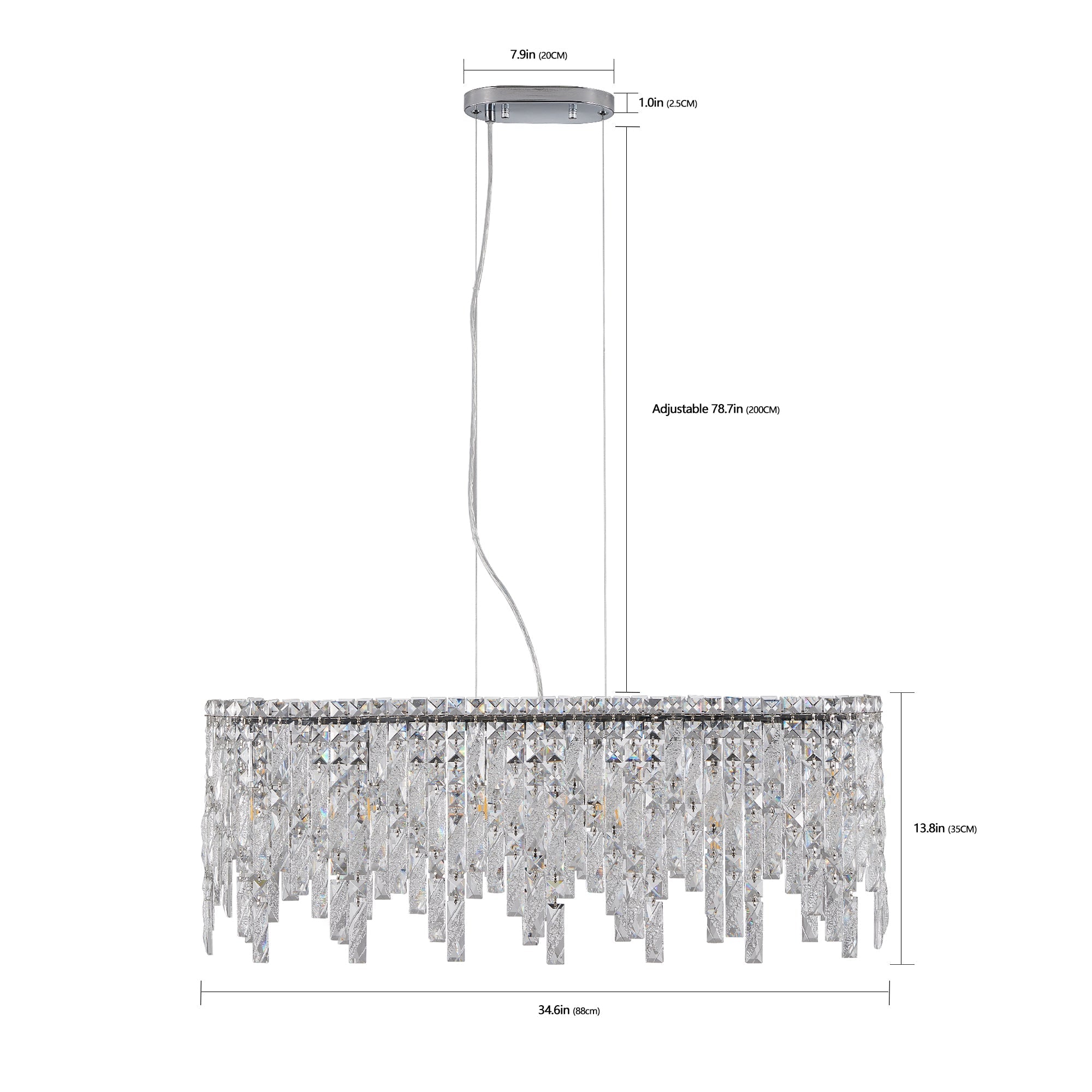 Silver Elegant Oval Crystal Chandelier -Modern Luxury & Radiant Brilliance