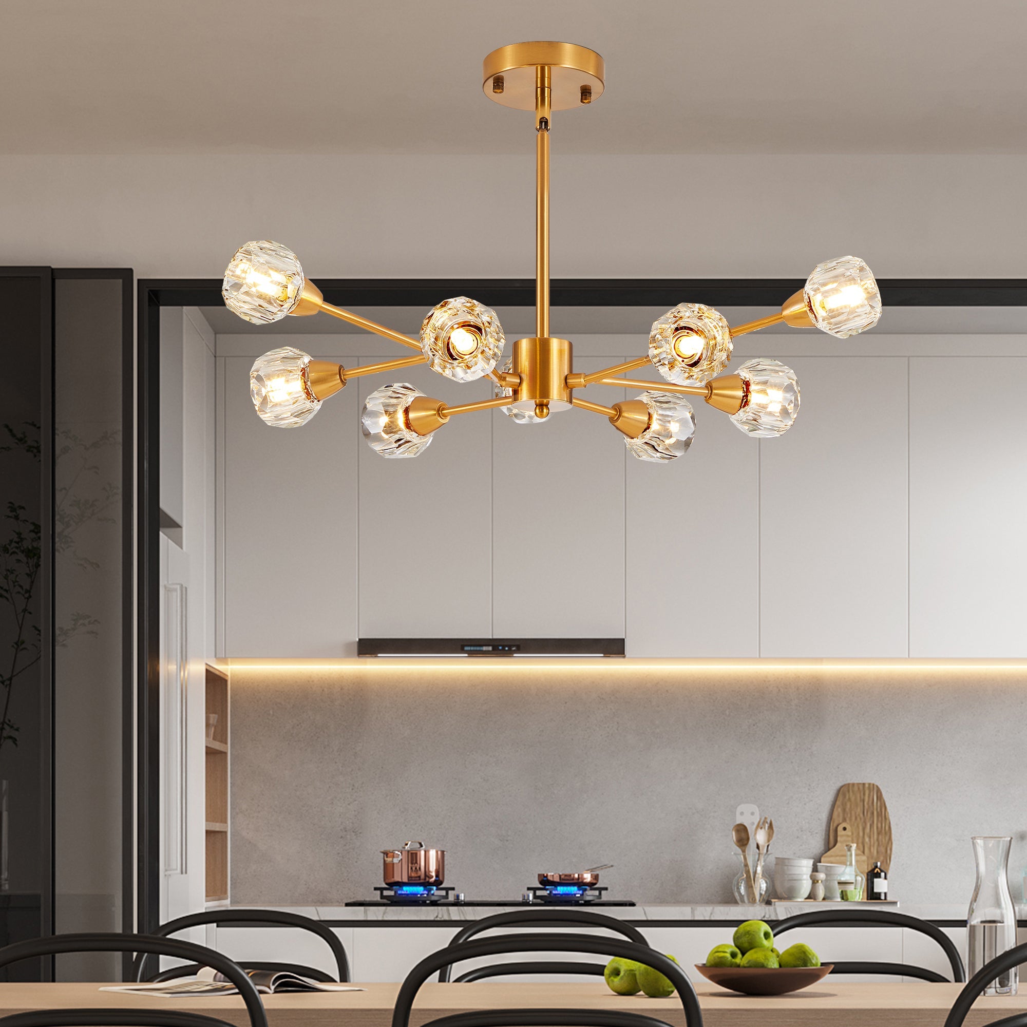 28" Modern Crystal Chandelier -Radiant Elegance & Contemporary Charm