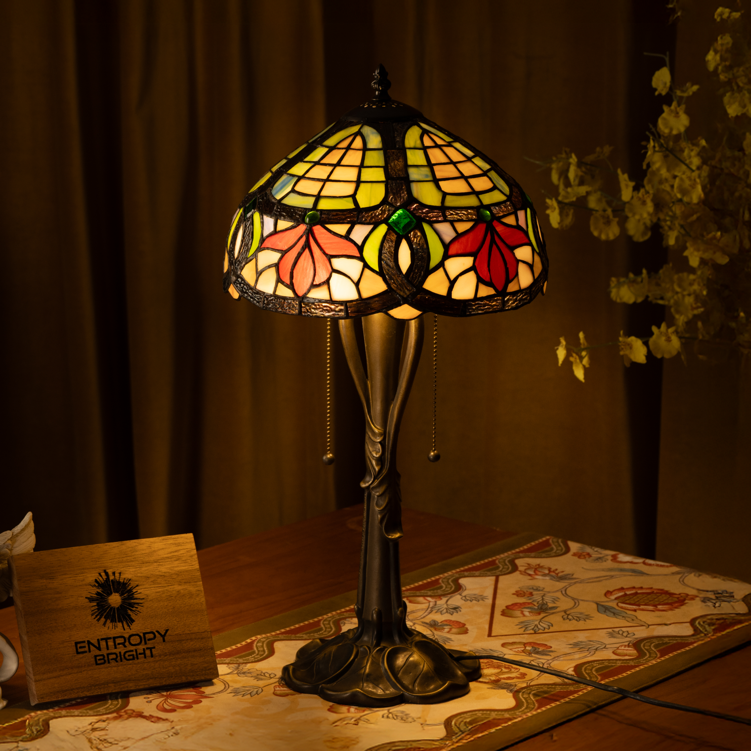 Lampe de table Tiffany à pétales d'automne
