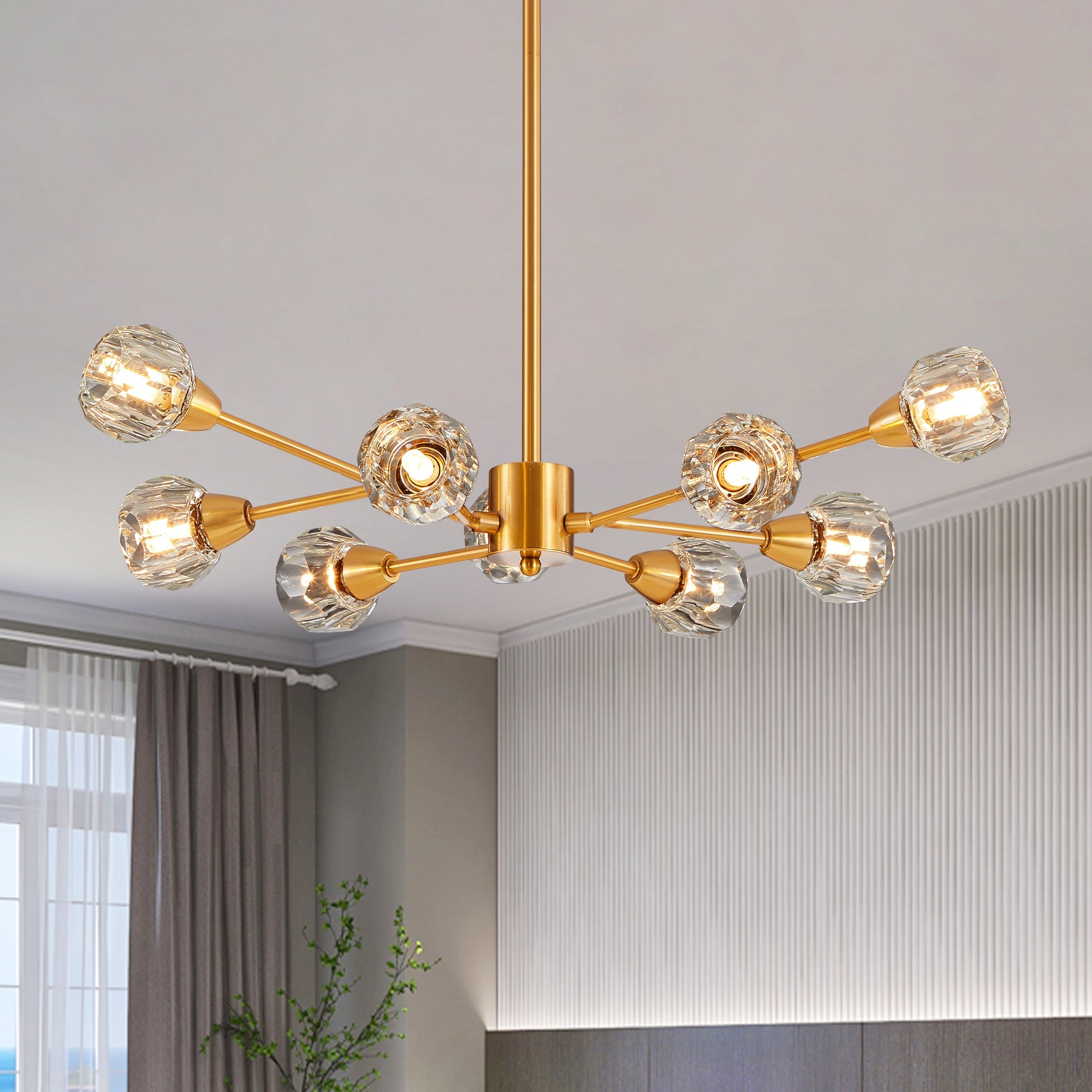 28" Modern Crystal Chandelier -Radiant Elegance & Contemporary Charm