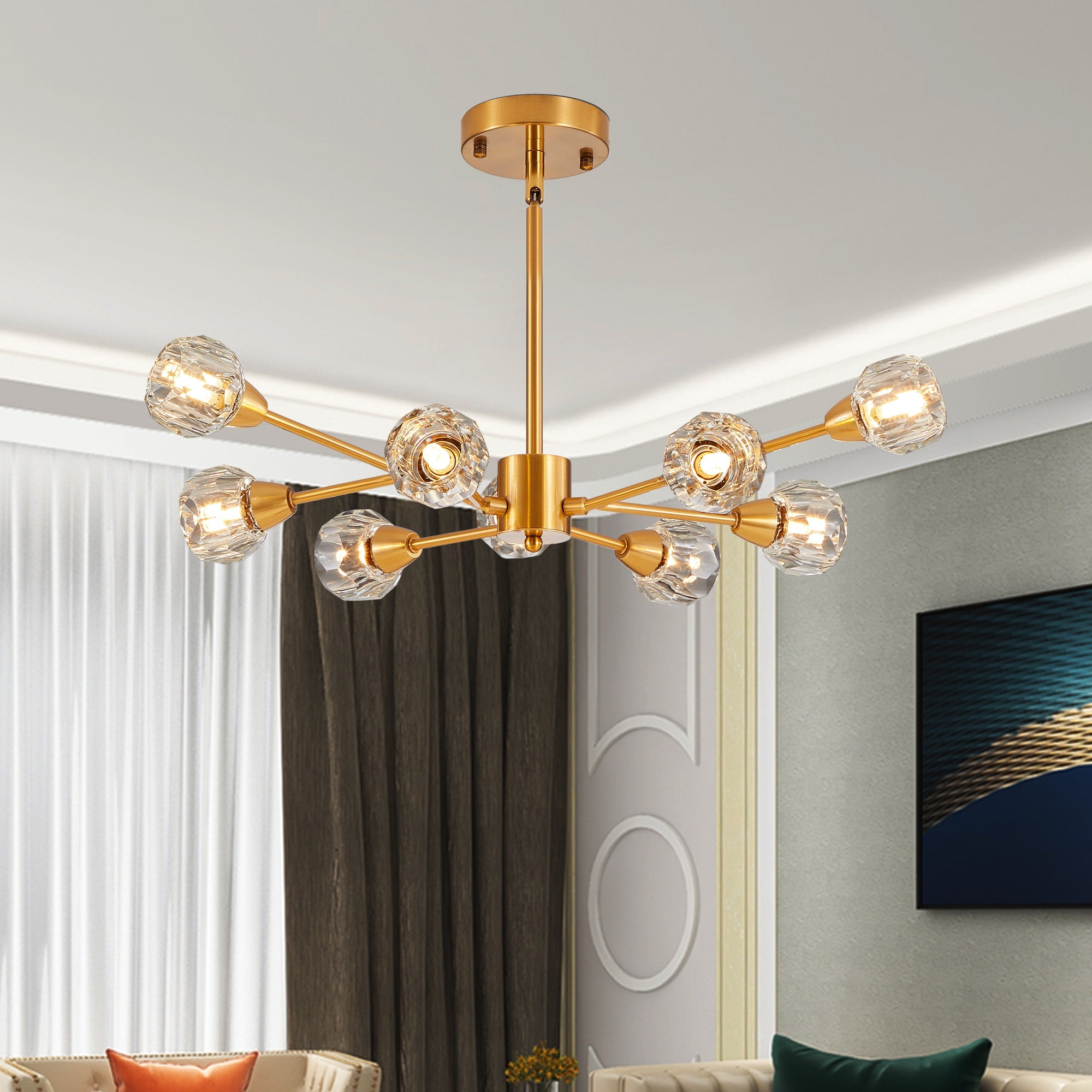 28" Modern Crystal Chandelier -Radiant Elegance & Contemporary Charm