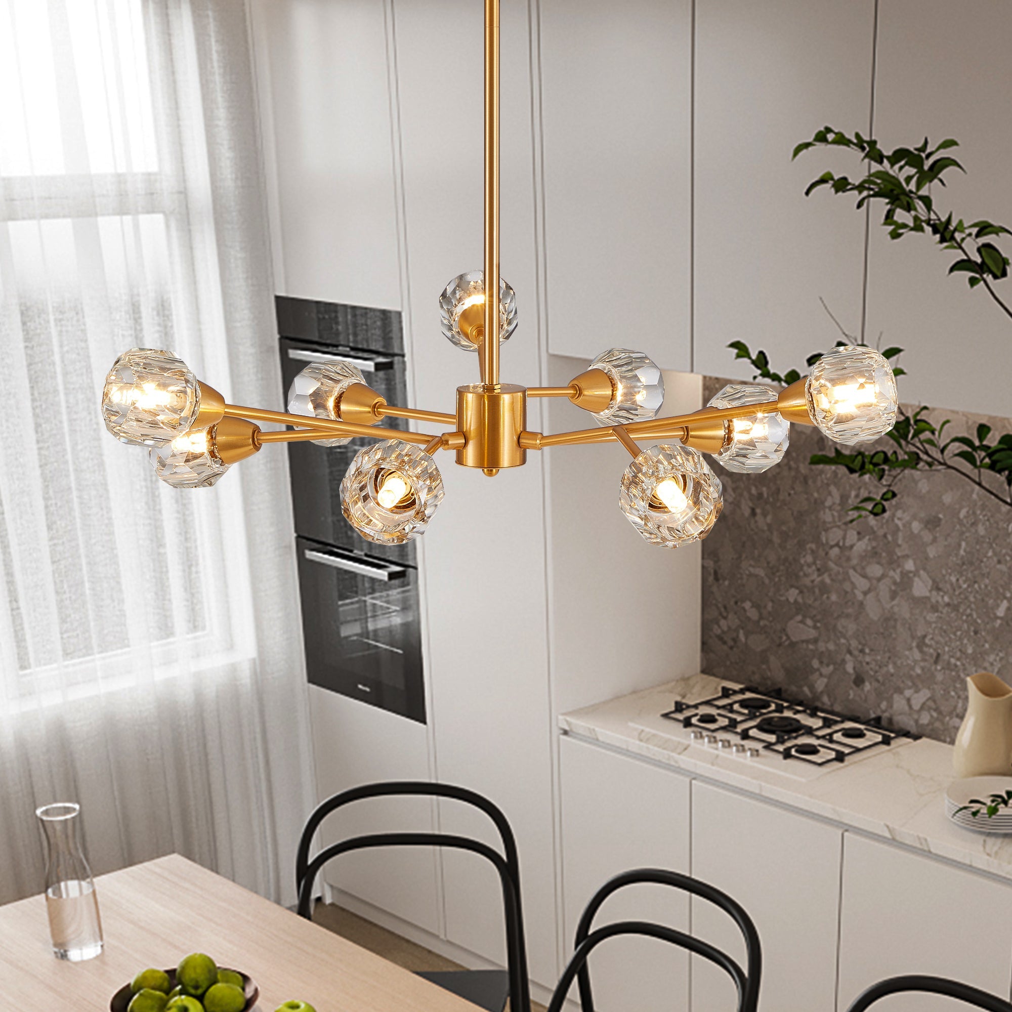 28" Modern Crystal Chandelier -Radiant Elegance & Contemporary Charm
