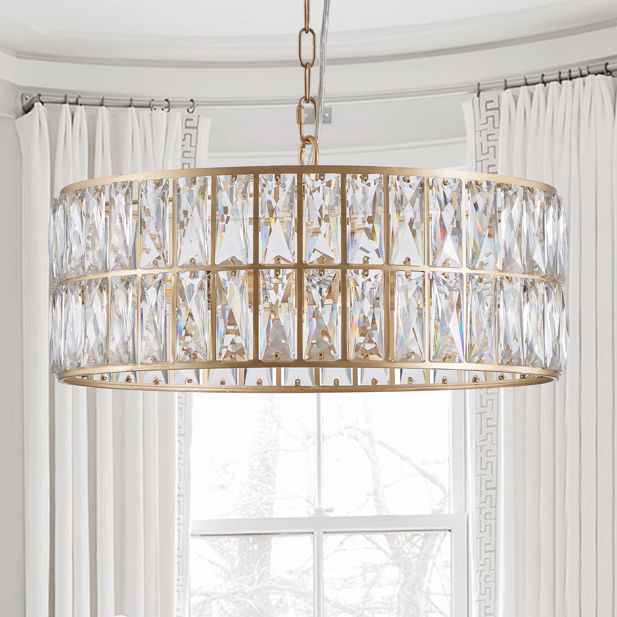 Modern Crystal Drum Chandelier -Timeless Elegance & Radiant Glow
