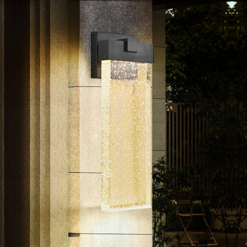 18" Modern Outdoor LED Wall Sconce -Elegant Bubble Crystal Lighting
