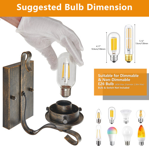 Rustic Farmhouse Wall Sconce Set -Vintage Charm & Versatile Lighting