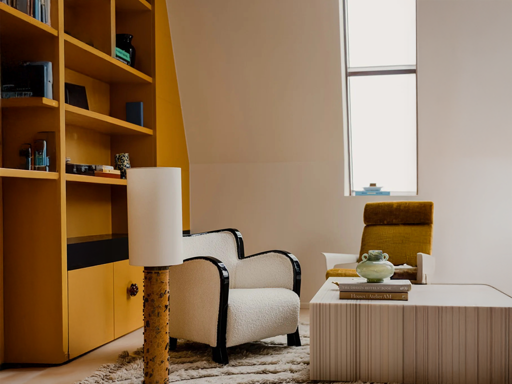 Sculptural Lighting in a Modern Reading Corner