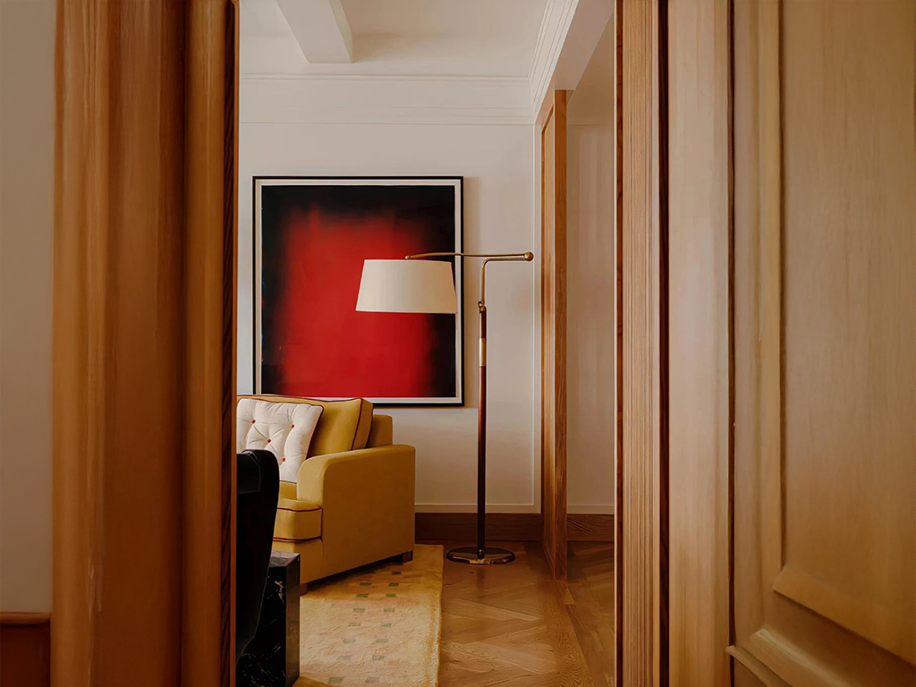 Timeless Elegance: Brass Floor Lamp Anchoring a Modern Living Room