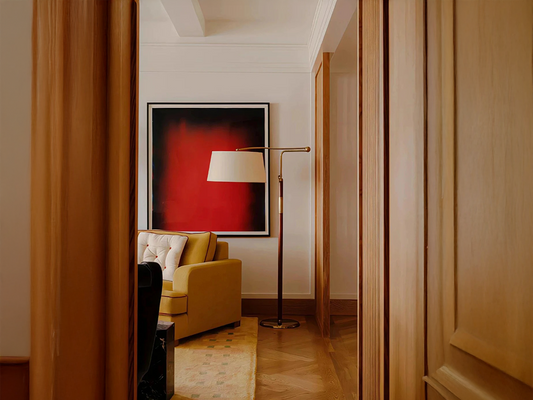 Timeless Elegance: Brass Floor Lamp Anchoring a Modern Living Room
