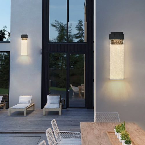 18" Modern Outdoor LED Wall Sconce -Elegant Bubble Crystal Lighting