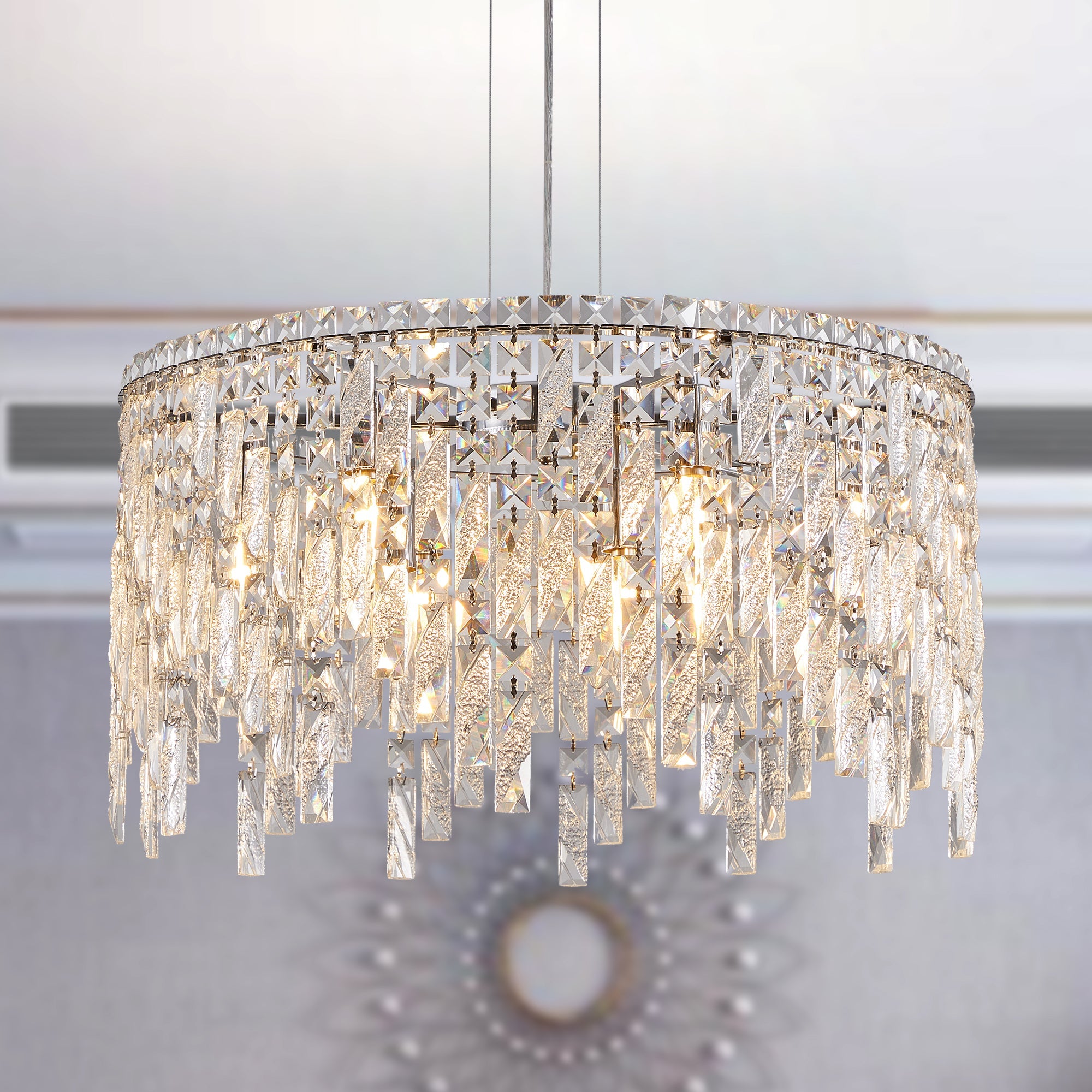 Luxurious Silver Crystal Chandelier -Timeless Elegance &amp; Modern Glamour