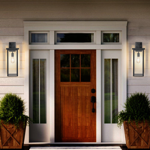20"(H) Set of 2 Modern Outdoor Wall Lanterns  (No Bulbs)