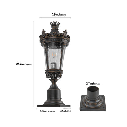 22"(H) Vintage Crown Outdoor Post Lantern (One piece&No bulb)