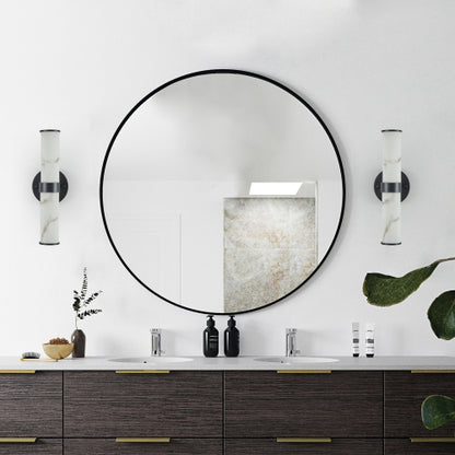 Modern Marble-Effect Wall Sconces – Set of 2
