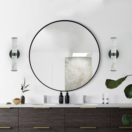 Modern Marble-Effect Wall Sconces – Set of 2