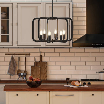 Black 6-Light Pendant Light Chandelier