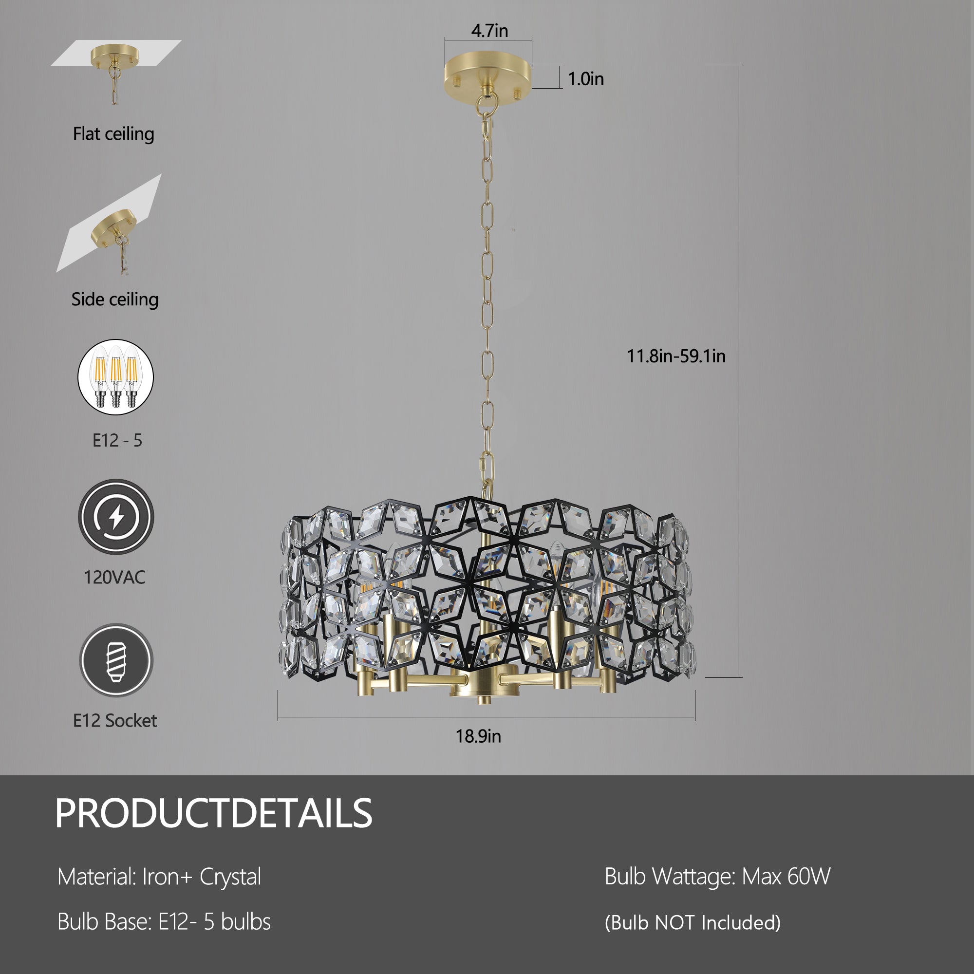 Modern Crystal Chandelier – Luxury Round Ceiling Light Fixture