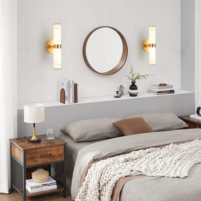 Modern Marble-Effect Wall Sconces – Set of 2