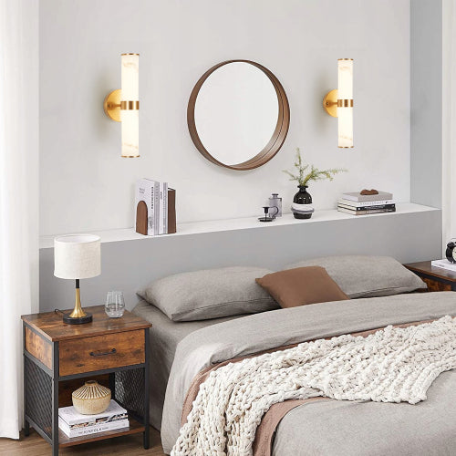 Modern Marble-Effect Wall Sconces – Set of 2