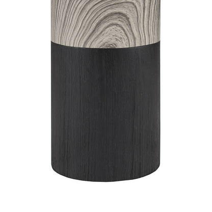 Mid-Century Wood Grain Table Lamp, Matte Black