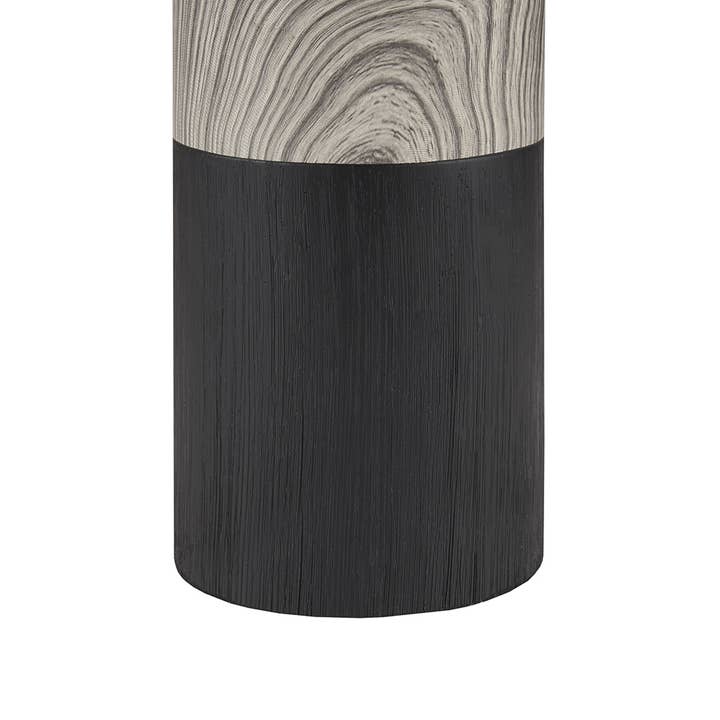 Mid-Century Wood Grain Table Lamp, Matte Black