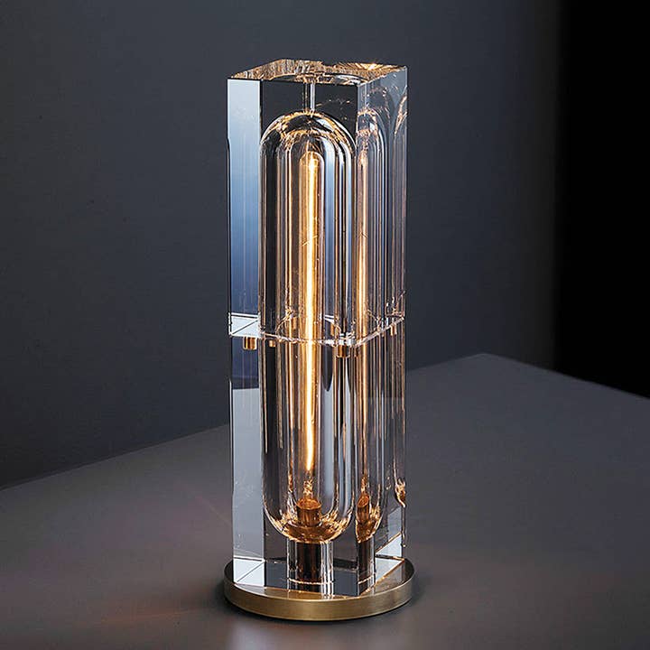 Minimalist Crystal Led Table Lamp // Tall Cuboid