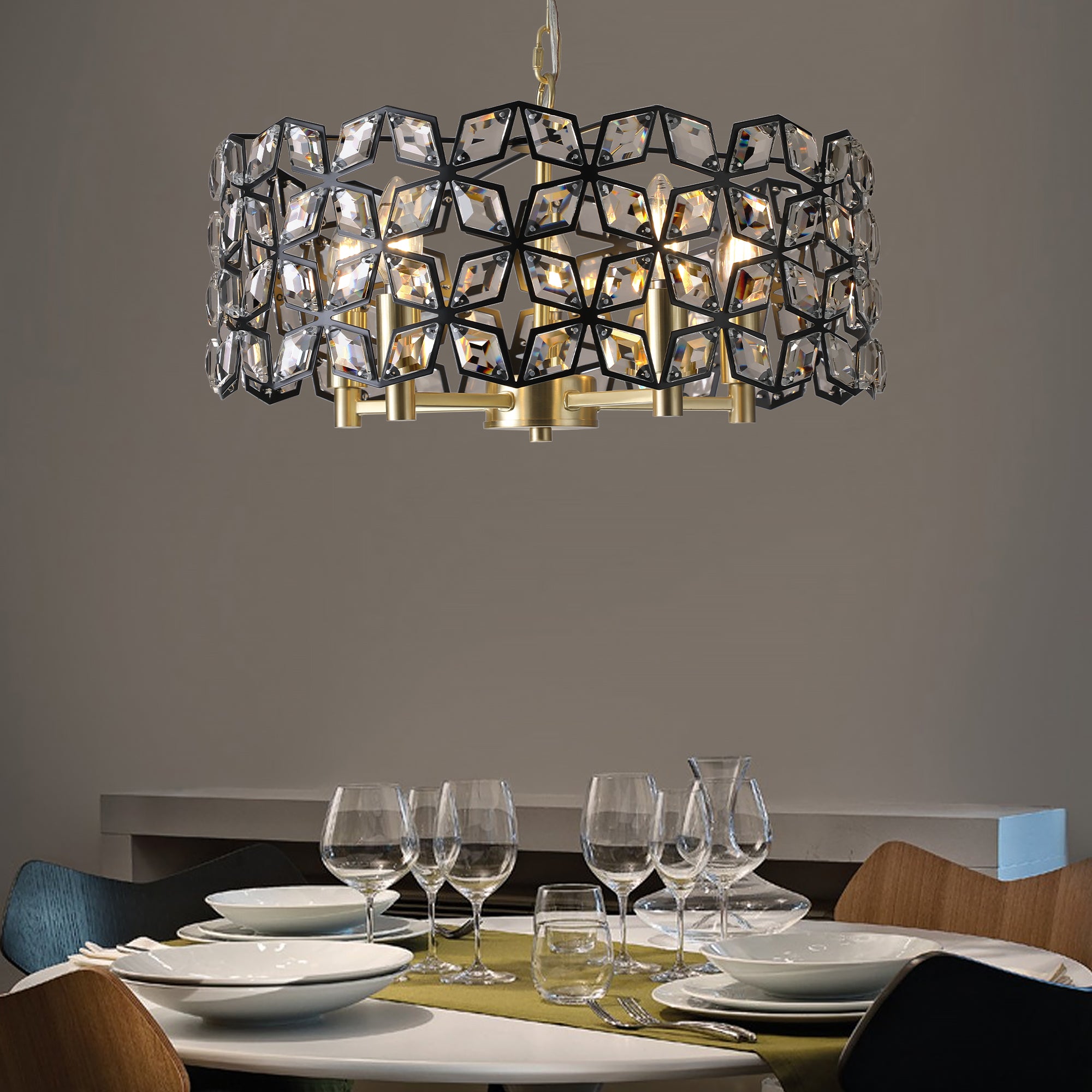 Modern Crystal Chandelier – Luxury Round Ceiling Light Fixture