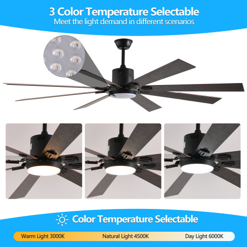 72" Walnut LED Ceiling Fan