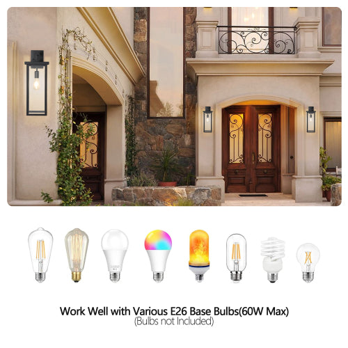 20"(H) Set of 2 Modern Outdoor Wall Lanterns  (No Bulbs)