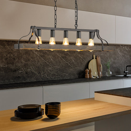 34" Black Industrial Pendant Light -Modern Farmhouse Elegance