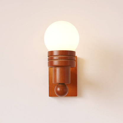 Vintage Wood Beam Glass Ball Wall Sconce – Elegant and Classic Lighting