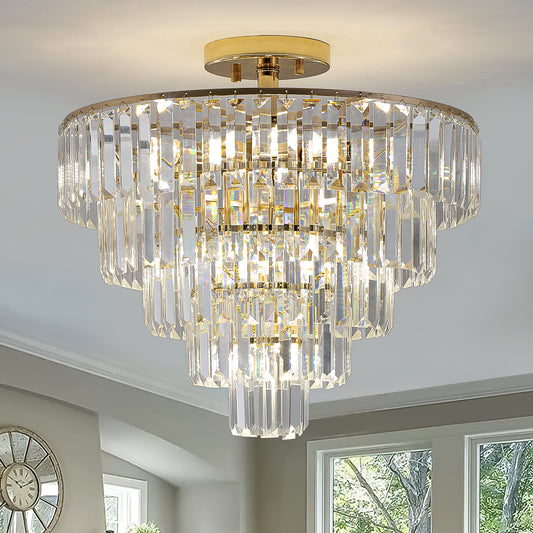 Gold Crystal Chandelier -Luxury 5-Tier Ceiling Light Fixture