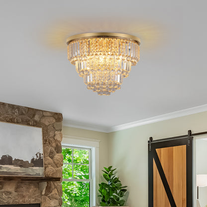 Gold Crystal Chandelier – Contemporary Luxury Ceiling Light Fixture