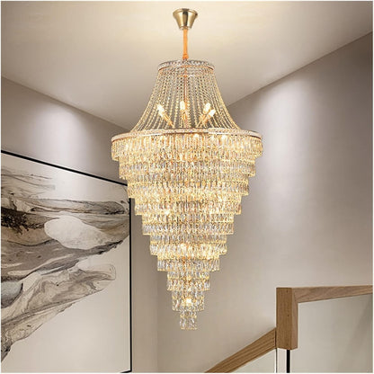 Lustre en cristal doré surdimensionné 