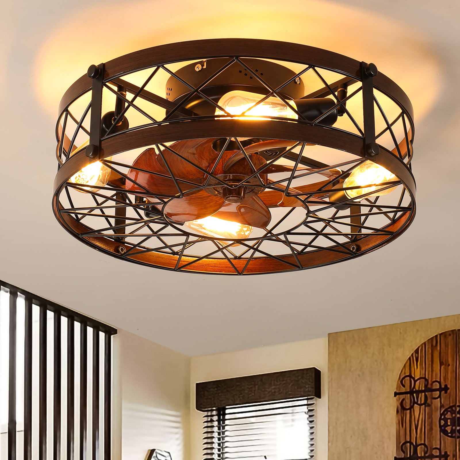 20-Inch Caged Ceiling Fan with Light