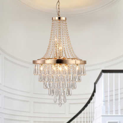 Gold Crystal Chandelier – Large Contemporary Luxury Ceiling Fixture