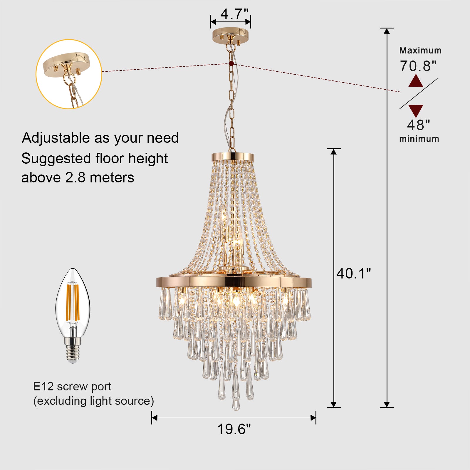 Gold Crystal Chandelier – Large Contemporary Luxury Ceiling Fixture