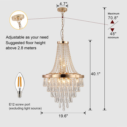 Gold Crystal Chandelier – Large Contemporary Luxury Ceiling Fixture
